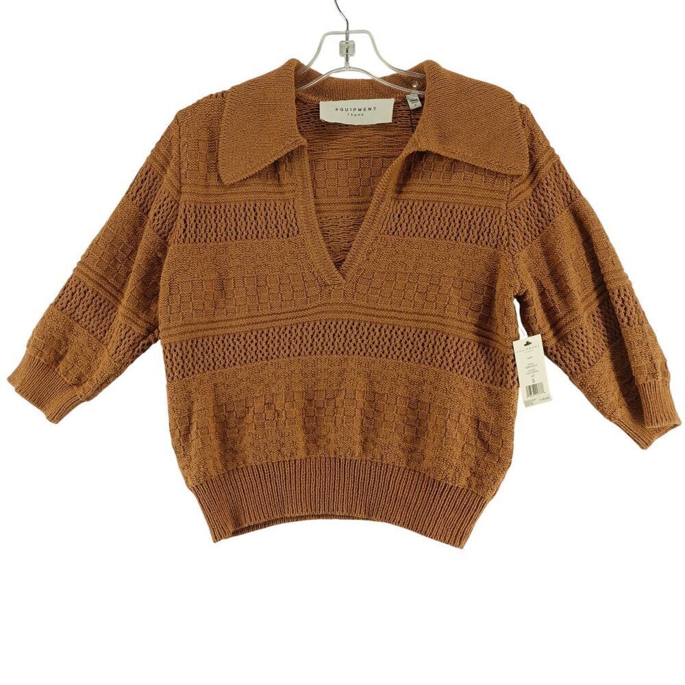 NEW EQUIPMENT FEMME mimi sweater top cotton blend in iced coffee size XS $295 - Picture 1 of 8
